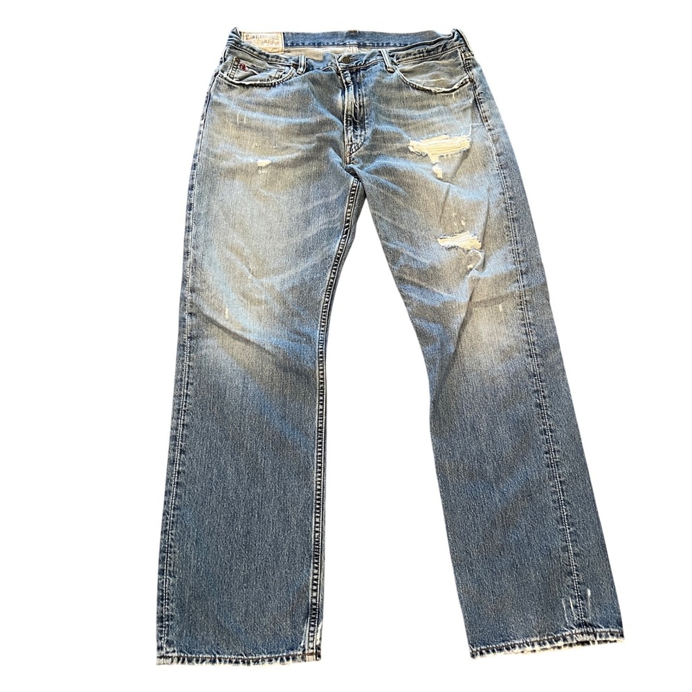 Polo Ralph Lauren Mens Distressed Straight Leg Jeans Blue 36x32